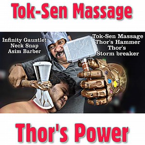 6.3K views · 115 reactions | Asim Barber ASMR Tok Sen Massage By Thor's Hammer And Stormbreaker with Infinity Gauntlet Neck Snap #AsimBarber #ThorsHammer #toksenmassage #InfinityGauntletNeckSnap #thorsstormbreaker #asimbarberasmr #homeasmrclinic #asimbarberthor #neckcrack | Home ASMR clinic | Facebook