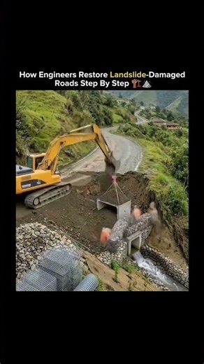How Engineer restore damaged landslide road step by step.