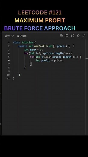 LeetCode #121 Explained | Maximum Profit | Brute Force Approach