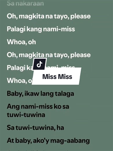 Miss Miss by Rob Deniel - Full Lyrics