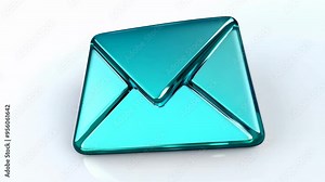 A vibrant turquoise envelope icon with a sleek, glossy finish symbolizes digital communication. Ideal for technology and marketing contexts, it emphasizes messaging and connectivity.
