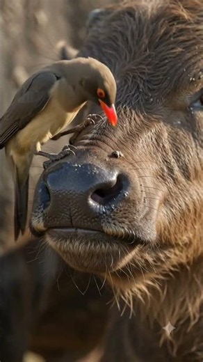 The Baby Buffalo Was Confused by the Birds!