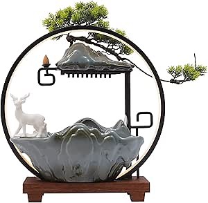 Amazon.com: Backflow Incense Burner Incense Cone Sticks Holder with LED Lights, Inscents Cones Waterfall,Rockery,Plants & Ceramic Elks,Porcelain Lighted Illuminated Relaxation for Home Office Decor : Home & Kitchen