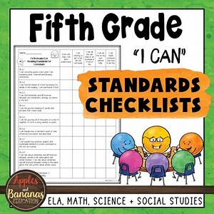 Fifth Grade Standards Checklists for All Subjects -Student-Friendly "I Can" Form