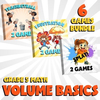 6 No Prep Math Games Bundle A - Volume Basics - Grade 5 Review Activity