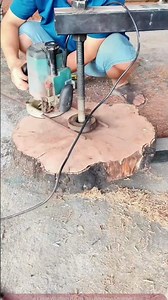 Woodworking Router Tool Demonstration: Full Steps of Tree Stump Cutting!