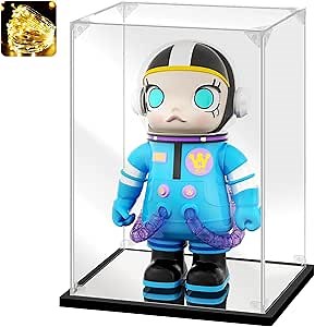 Acrylic Display Case for Collectibles Assemble Acrylic Display Box for Bearbrick 400% Lego 76191 Clear Acrylic Case for Display Dolls Action Figures Storage(Black,9.8*9.8*13.8 inch)