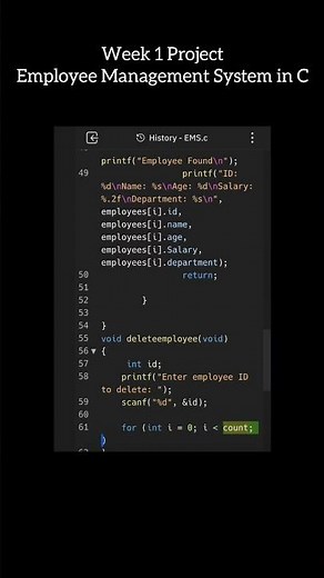 100 Weeks of Coding (Week 1) – Build an Employee Management System in C