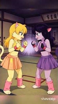 Cleo vs Roxie 🔥 Cartoon Wrestling #LigaBronte #Heathcliff #Cartoon #Wrestling #anime #cleo #roxie