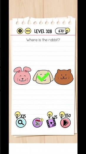 Brain Test Level 328 Walkthrough Solution.Where is the Rabbit?