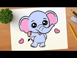 How To Draw A Cute Elephant || Draw So Cute Easy Step by Step ✨