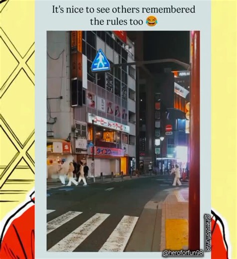 Hero for fun on Instagram: "The video captures a spontaneous moment at Tokyo's Shibuya Crossing, where pedestrians engage in the "Naruto run," a humorous running style from the anime "Naruto," characterized by leaning forward with arms extended backward. This trend, documented on Know Your Meme, gained popularity after a 2014 YouTube video and a 2019 Reddit post about a military presentation, highlighting its cultural spread. Shibuya Crossing, known for its high pedestrian traffic (up to 500,000