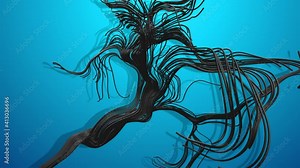 Concept of computing neural network, artificial intelligence. 4k abstract looped bg. Multicolor flash of curved lines. Neon lights like garland or lightnings. AI signals. Luma matte as alpha channel