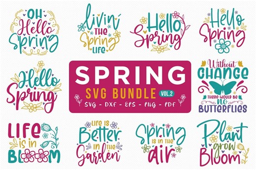 Spring SVG PNG Bundle: Hello, Welcome Spring, Blooming Flowers Cut Files (instant Download) - Etsy