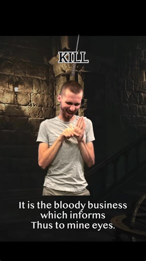 Signplaying on Instagram: "More Halloween stuff! Enjoy this ASL translation of the famous soliloquy "Is this a dagger which I see before me" by William Shakespeare (Macbeth, Act II, scene i, lines 41-69). I made this video for a theatre class in college. I have added ASL gloss, so people can learn some ASL too! But you should be aware that ASL gloss cannot fully capture the spatial placement of a sign, as well as the various facial expressions that change the meaning of a sign. Also, a conventio