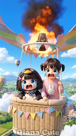 Adek Gugu Gaga Hot Air Ballonnya Terbakar #shorts #short #gugugaga #cute #kawaii #trending#viral#fyp