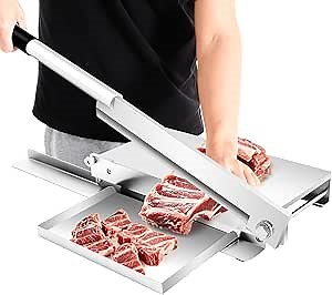 Manual Meat Bone Cutter Slicer Heavy Duty Chicken Cutting Machine with Blade Bone Chopper for Beef Goat Pig Fish Butcher Commercial Kitchen