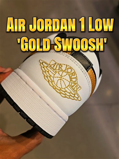 The Air Jordan 1 Low 'Gold Swoosh' is now available on the #tiktokshop Click on the shopping cart and see if your size is still available #tiktokshopcreatorpicks #trendingshoes #airjordan