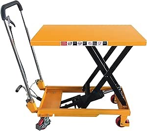 Hydraulic Manual Scissor Lift Table Single Scissor Hydraulic Table Cart Heavy Duty Lift Table Cart for Freight Lifting Simple Operation Manual Elevating Cart for Home Garage, Supermarkets