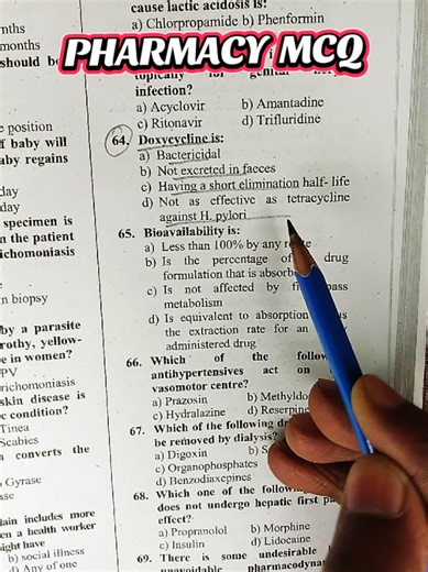 Pharmacy MCQ Practice for Pharmacists and Students