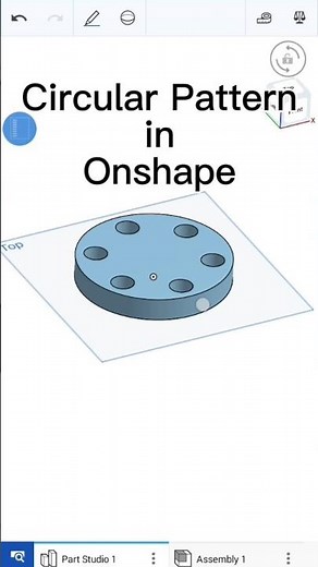 circular pattern in Onshape Mobile #shorts