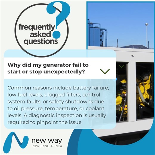 When Power Won’t Start ⚡ A generator that fails to start or suddenly stops can be more than an inconvenience—it can halt operations. From flat batteries to low fuel or safety shutdowns, the causes can vary, but the solution is simple: expert diagnostics and preventative care. 👉 Contact New Way today to keep your power Always On. https://tinyurl.com/497ejjka #AlwaysOnPower #PowerYouCanTrust #EnergySolutions | New Way Power