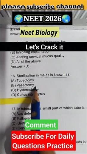 Human Reproduction Neet 2026 Biology questions🎯 #shorts #shortsfeed #neet 2026 #YouTubeshorts #viral
