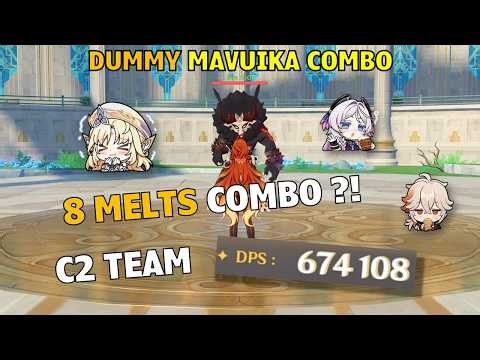 Mavuika 8 Melts with Nicole !? C2 Mavuika Combo Guide - Dummy DPS Comparison - Genshin Impact