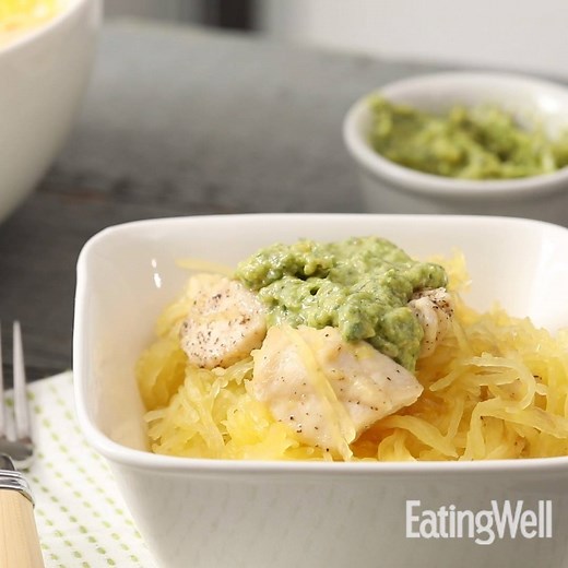 SPAGHETTI SQUASH & CHICKEN WITH AVOCADO PESTO: http://ow.ly/U09X30hD39b | EatingWell