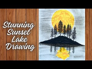 How to Draw a Sunset Reflection Landscape | Easy Scenery Drawing