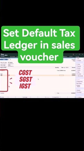 How set default Tax Ledger in sales voucher in TallyPrime #tallysolutions #tallyprime #accounting