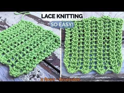 Lace Knitting for Beginners: Vertical 2-Row Repeat Stitch + English & Continental - So Woolly