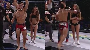 MMA fighter punches ring girl