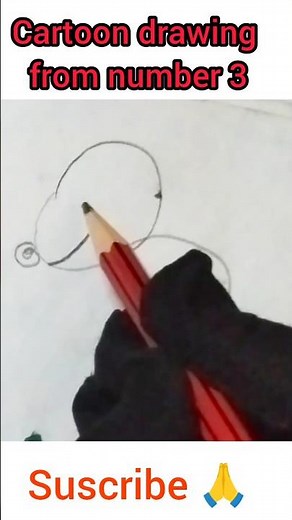 How to Cartoon Drawingfrom number 3for Beginners CuteCartoon Character Sketch StepbyStep#art#shorts