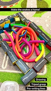 PLAYFUL LEARNING Progression of play and learning during OT this week. Showing you how we progress through a therapy session, layered with so many skills embedded into multiple activities. Start - Bilibo and sensory snakes. Children play with the Bilibo, explore movement including spinning for vestibular input. Balance by standing on an upturned Bilibo. Snakes are placed on the floor so they lift their legs and are engaged interacting with OT. Don’t let the snakes bite you! Sssss 🐍 Then- Catch 