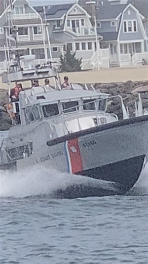 US Coast Guard Having Some Fun Taking Their Vessel To The Point Pleasant Beach Ocean