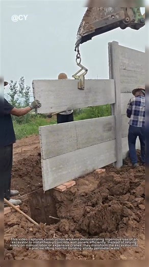 40K views · 94 reactions | Installing Concrete Wall Panels with Excavator – Smart Labor-Saving Method | when work time | Facebook