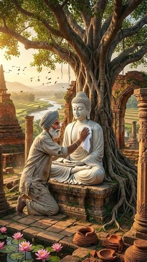 The Man Who Escaped Disaster Thanks to the Merit of Cleaning Buddha Statues #buddha #chánhniệm