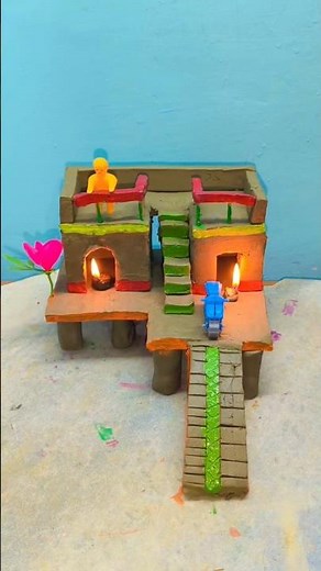 How to Make a Beautiful Miniature Clay House | Mini Clay House Making Step by Step#creativeclayideas