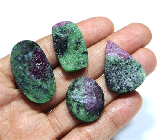 Ruby Zoisite Druzy Cabochons: Natural Gemstone Lot - 4 Piece Mix - Etsy