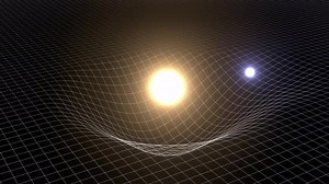 spacetime curvature 3d representation, solar system gravity force loop animation
