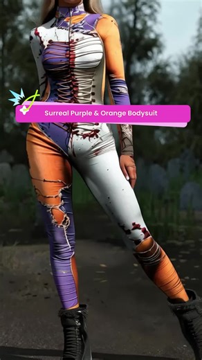 Surreal Frankenstein Bodysuit, & Colorblock, Ripped Blood Design, Dark Party/horror Theme, Stand Out Exhibit Wear #halloweenlook #bodysuits #longsleevebodysuit #bodysuitobsessed #uglychristmasweaters #viralshapewearbodysuit #snapbodysuit #amazoncostumes #halloweenfashion #halloweenmakeuplook