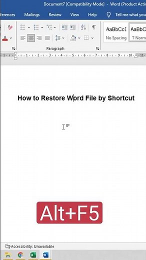 How to Restore Word File #word #msword #shortsvideo #shorts #ytshorts #eleganceacademy #restore