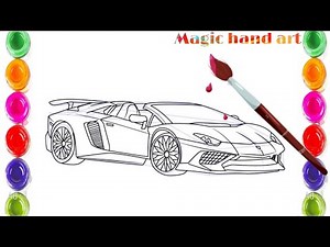 How to Draw a Lamborghini huracan, Coloring for Kids & Toddlers, Drawing, Painting #233