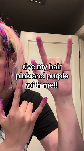 dying my hair blonde with pink and purple ft racoon tail! #punk #scene #scenekid #hairdye #hairtok #newhair #hairtutorial #scenecore #alt