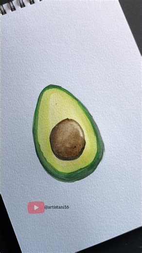 Easy Avocado 🥑 watercolour painting #shorts #art #drawing #youtubeshorts #viral #trending