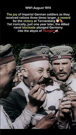 The joy of Imperial German soldiers as they share their rations during World War I. 1914