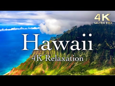 Aerial Hawaii Drone Footage with Relaxing Hawaiian Music Ambience - 4K Relaxation Film