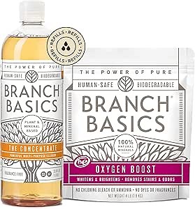 Branch Basics Concentrate (33.8 oz) + Oxygen Boost (4 lbs) | Multi-Surface All Purpose Cleaner Concentrate + Natural Stain Remover, Grout Cleaner | Human-Safe, Fragrance Free