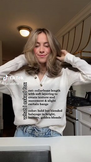 What I asked my stylist for 👌 save for your next cut! #haircolor #haircut #haircutideas #haircutinspo #hairtransformation #balayage #blondebalayage #blondehair #curtainbangs #layer #hairinspo // hair by Meagan at MC hair salon & spa in NYC 📍
